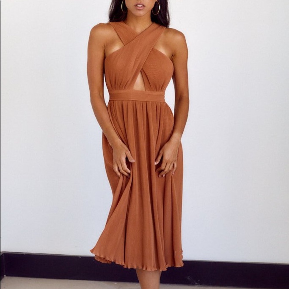 NWT brown dress large wedding guest dress